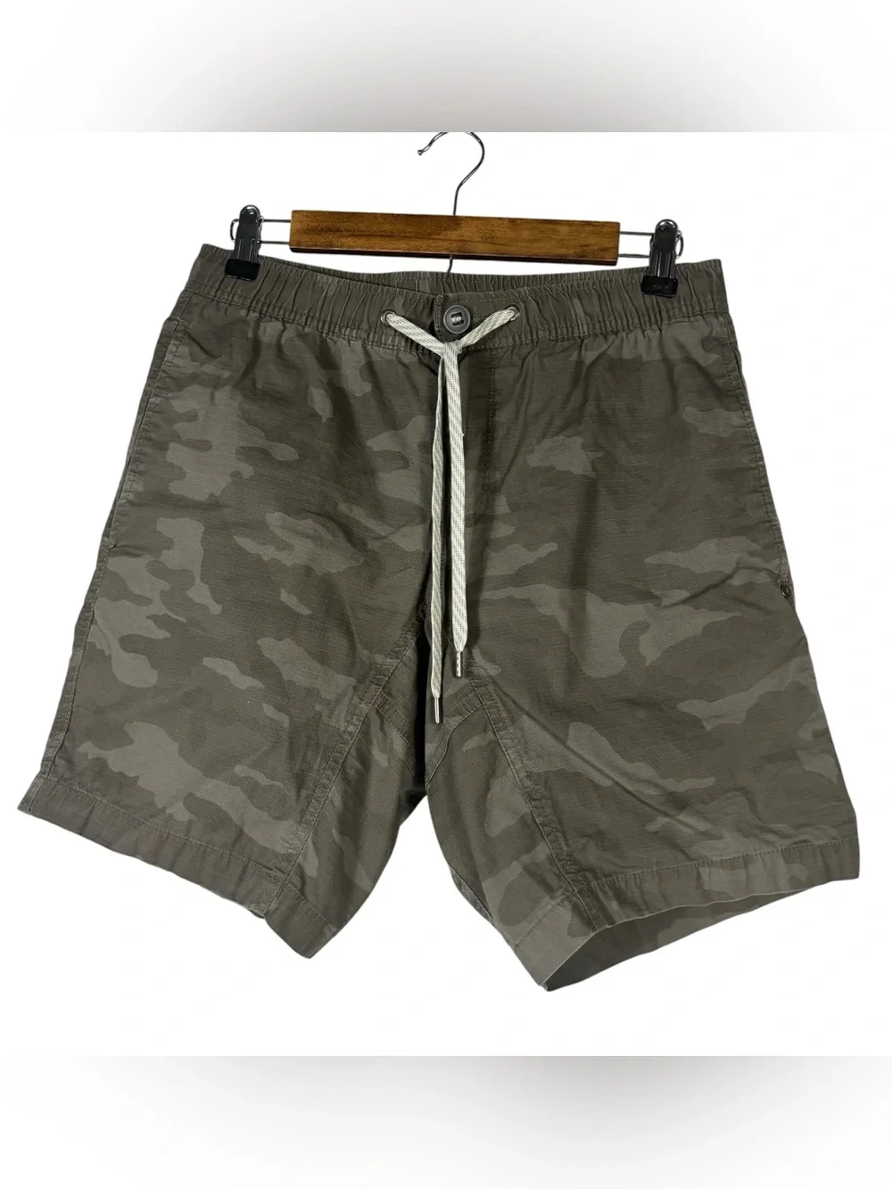 Vuori Men's S Ripstop Climber Short Gray Camo Hiking Outdoor Shorts Drawstring